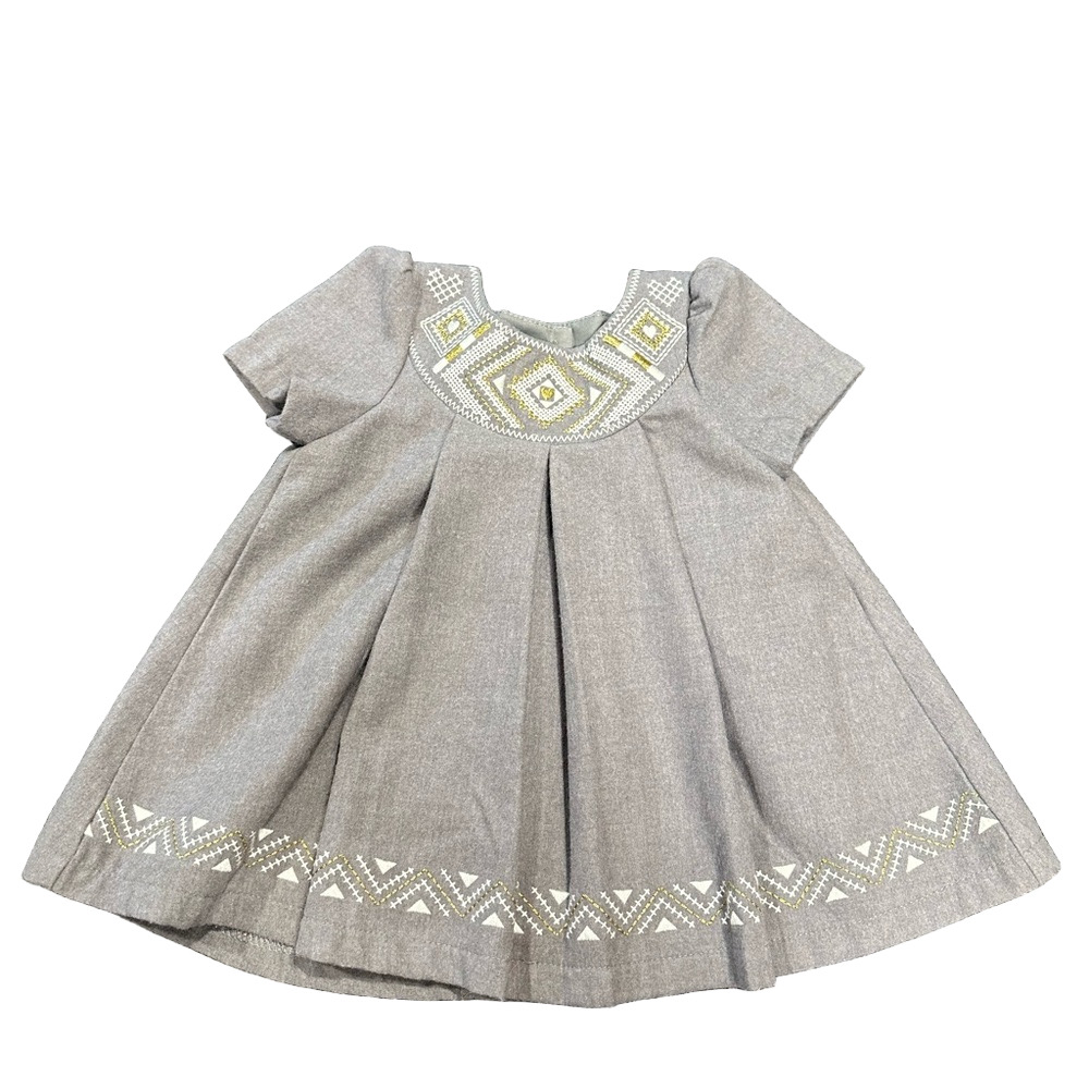 3/24$ Tahari Grey Baby Dress with Embroidery size 6-9 months